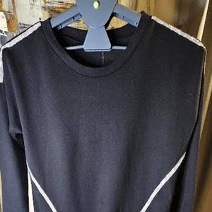 Retrology Black diamond strips glittery glitzy glamour sparkly crew neck sweater